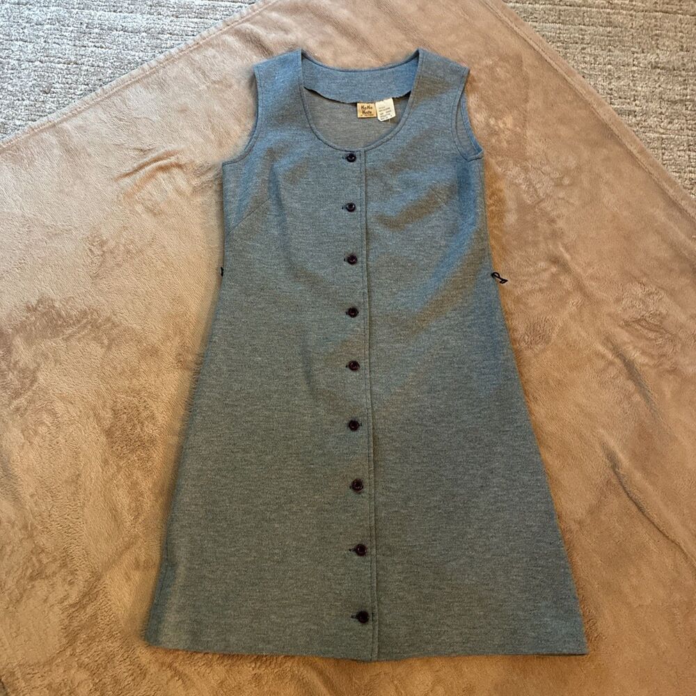 Vintage ko ko knits of California sz 12 button down blue sleeveless dress